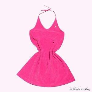 Y2K 2000s vintage Lily Pulitzer terry cloth hot pink mini halter dress!